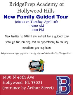 GUIDED TOUR FOR NEW FAMILIES - APRIL!